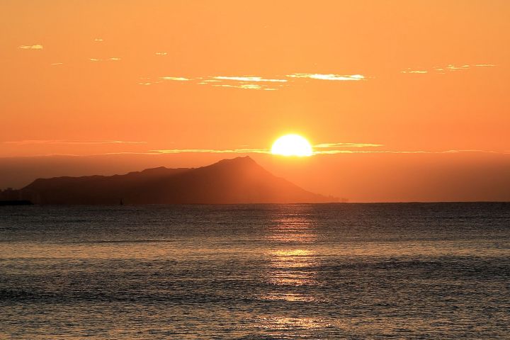 a sunset over a beach next to the ocean