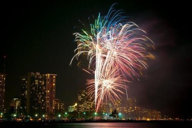 fireworks in the night sky